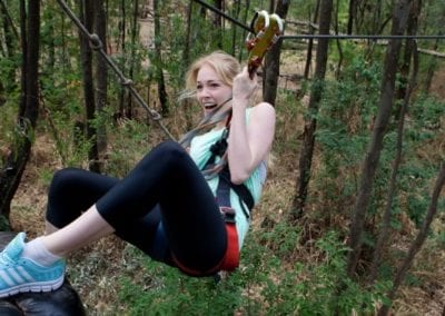 Happy lady on a zipline