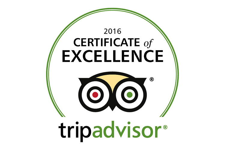 Certificate of Excellence 2016 by TripAdvisor